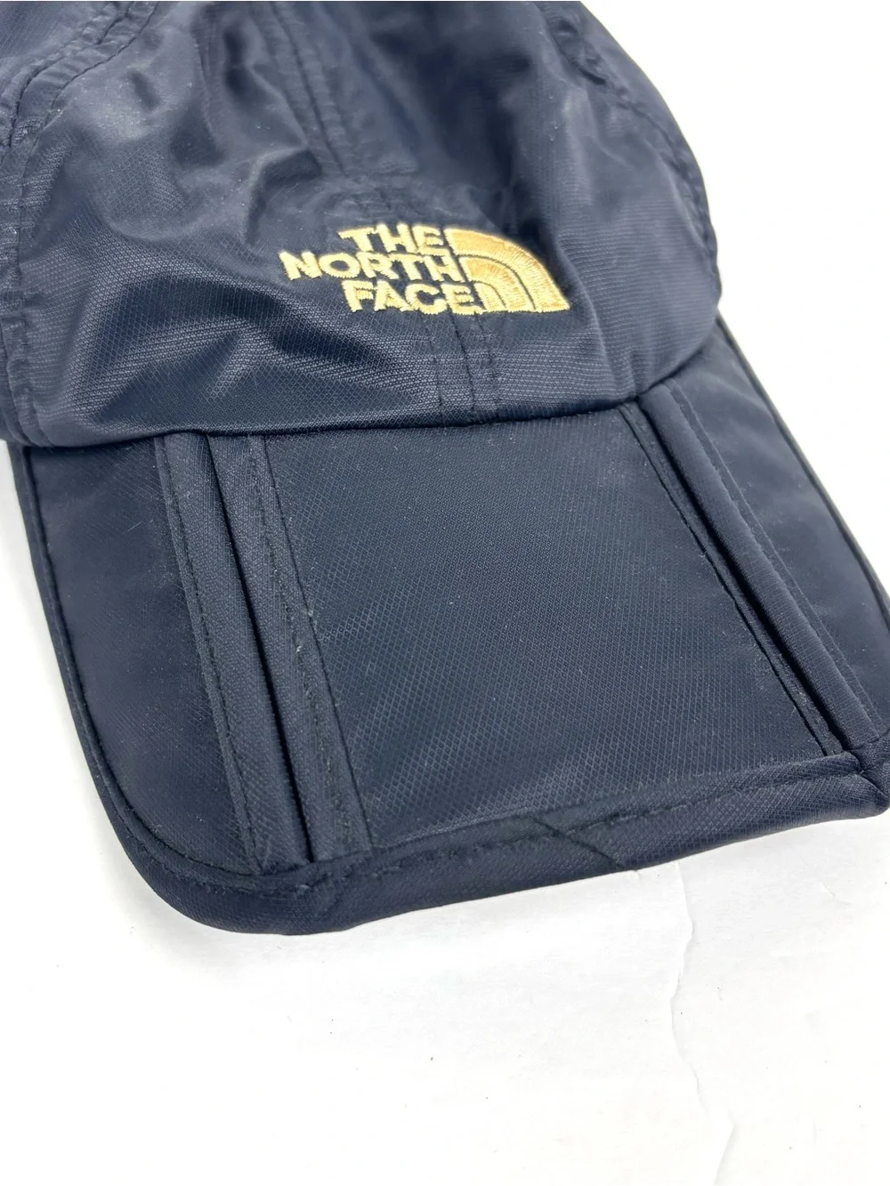 The North Face Strapback Hat Cap Folding Brim Packable Blue Logo Adjustable